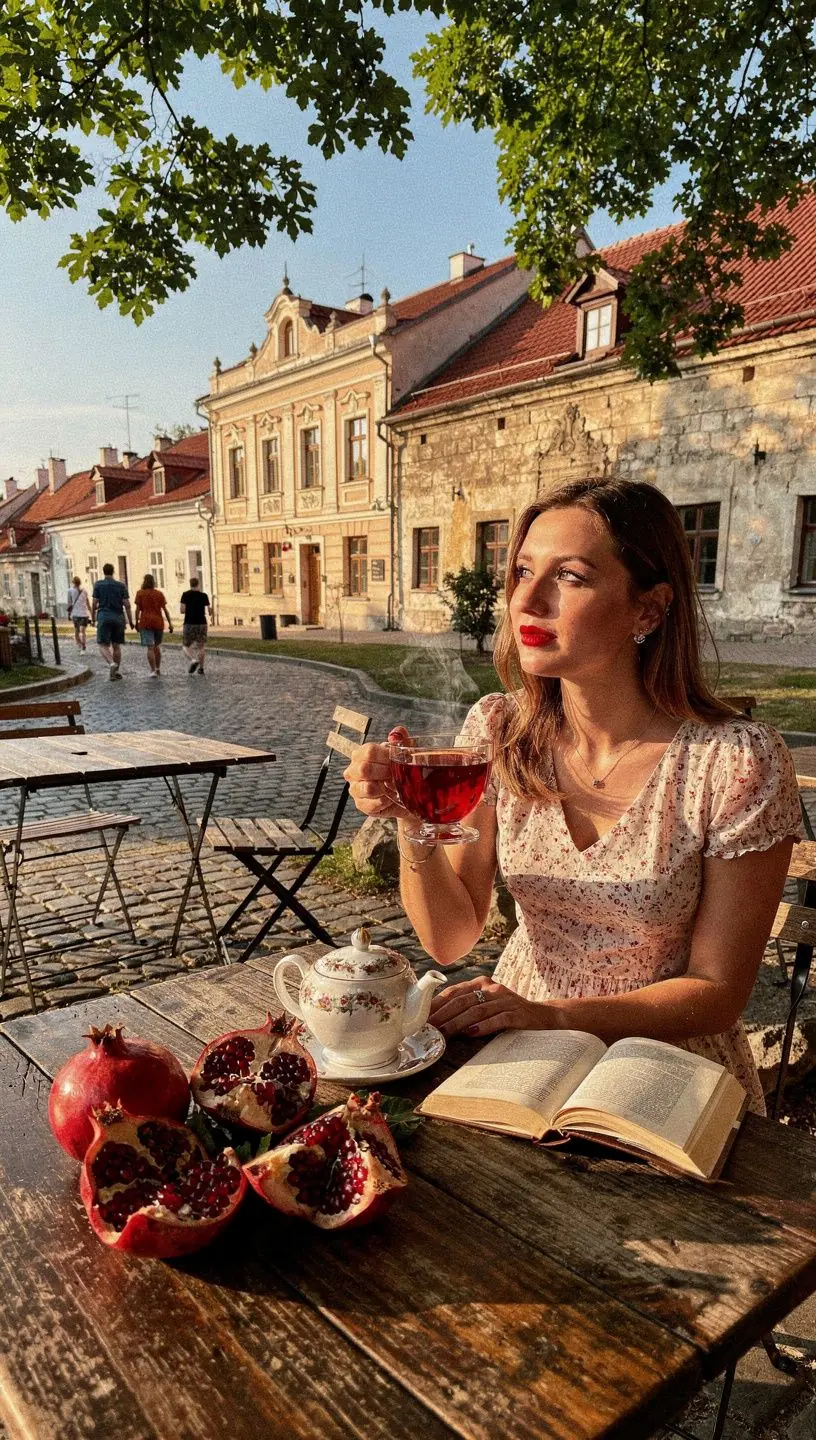 Granatų širdies arbata su ryškiai raudonais antioksidantais.