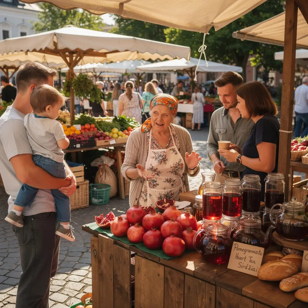 Natūralūs ingredientai, skirti širdies sveikatai, esančios šalia arbatos.